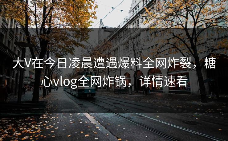 大V在今日凌晨遭遇爆料全网炸裂，糖心vlog全网炸锅，详情速看