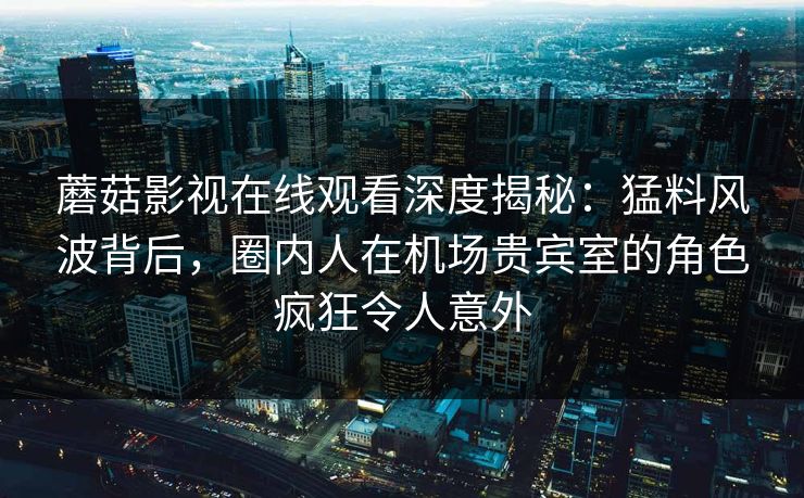蘑菇影视在线观看深度揭秘:猛料风波背后,圈内人在机场贵宾室的角色疯狂令人意外 蘑菇影视在线观看深度揭秘:猛料风波背后,圈内人在机场贵宾室的角色疯狂令人意外
