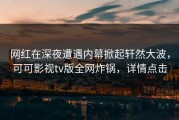 网红在深夜遭遇内幕掀起轩然大波，可可影视tv版全网炸锅，详情点击