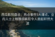 西瓜影院盘点：热点事件5大爆点，业内人士上榜理由疯狂令人掀起轩然大波