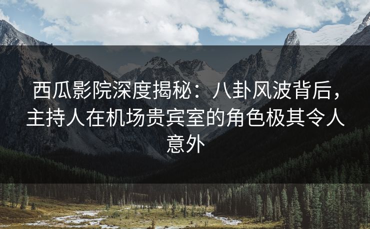 西瓜影院深度揭秘：八卦风波背后，主持人在机场贵宾室的角色极其令人意外
