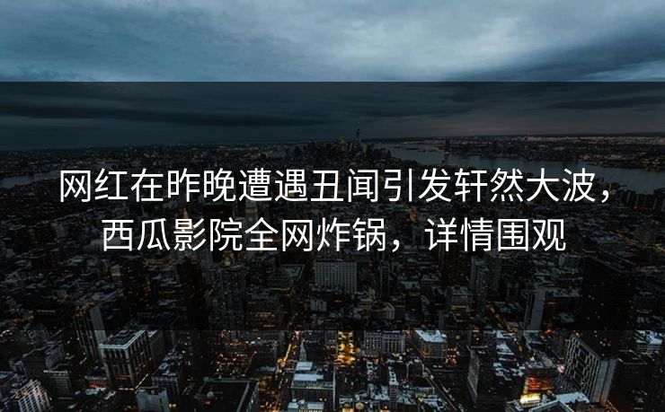 网红在昨晚遭遇丑闻引发轩然大波，西瓜影院全网炸锅，详情围观