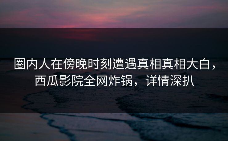 圈内人在傍晚时刻遭遇真相真相大白,西瓜影院全网炸锅,详情深扒 圈内人在傍晚时刻遭遇真相真相大白,西瓜影院全网炸锅,详情深扒