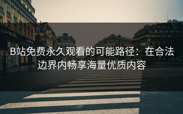 B站免费永久观看的可能路径：在合法边界内畅享海量优质内容